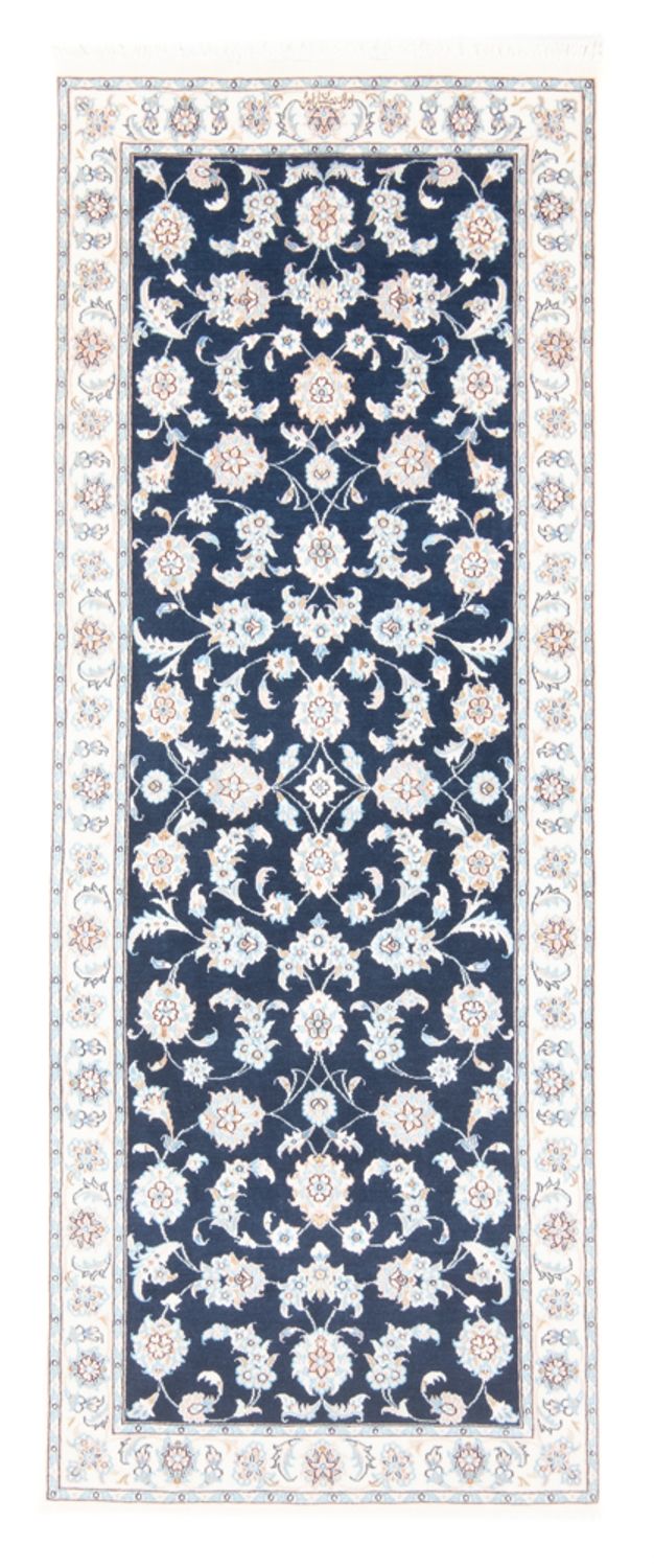 Alfombra de pasillo Alfombra Persa - Nain - Real - 205 x 78 cm - azul oscuro