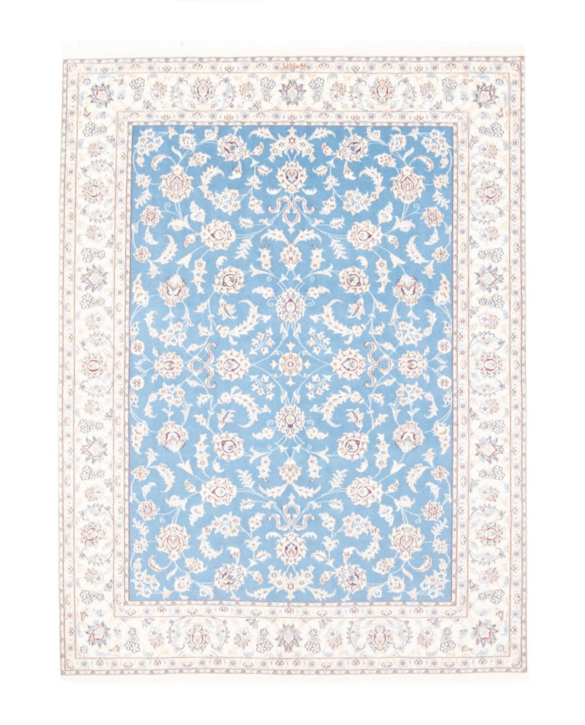 Alfombra Persa - Nain - Real - 196 x 150 cm - azul claro
