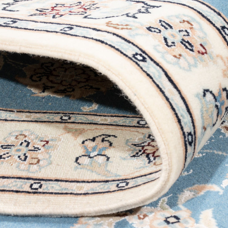 Alfombra de pasillo Alfombra Persa - Nain - Real - 209 x 84 cm - azul claro