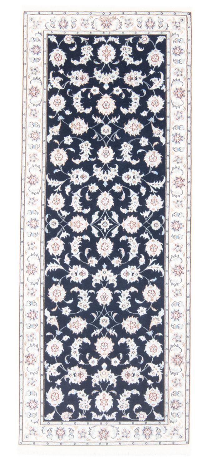 Alfombra de pasillo Alfombra Persa - Nain - Real - 202 x 78 cm - azul oscuro