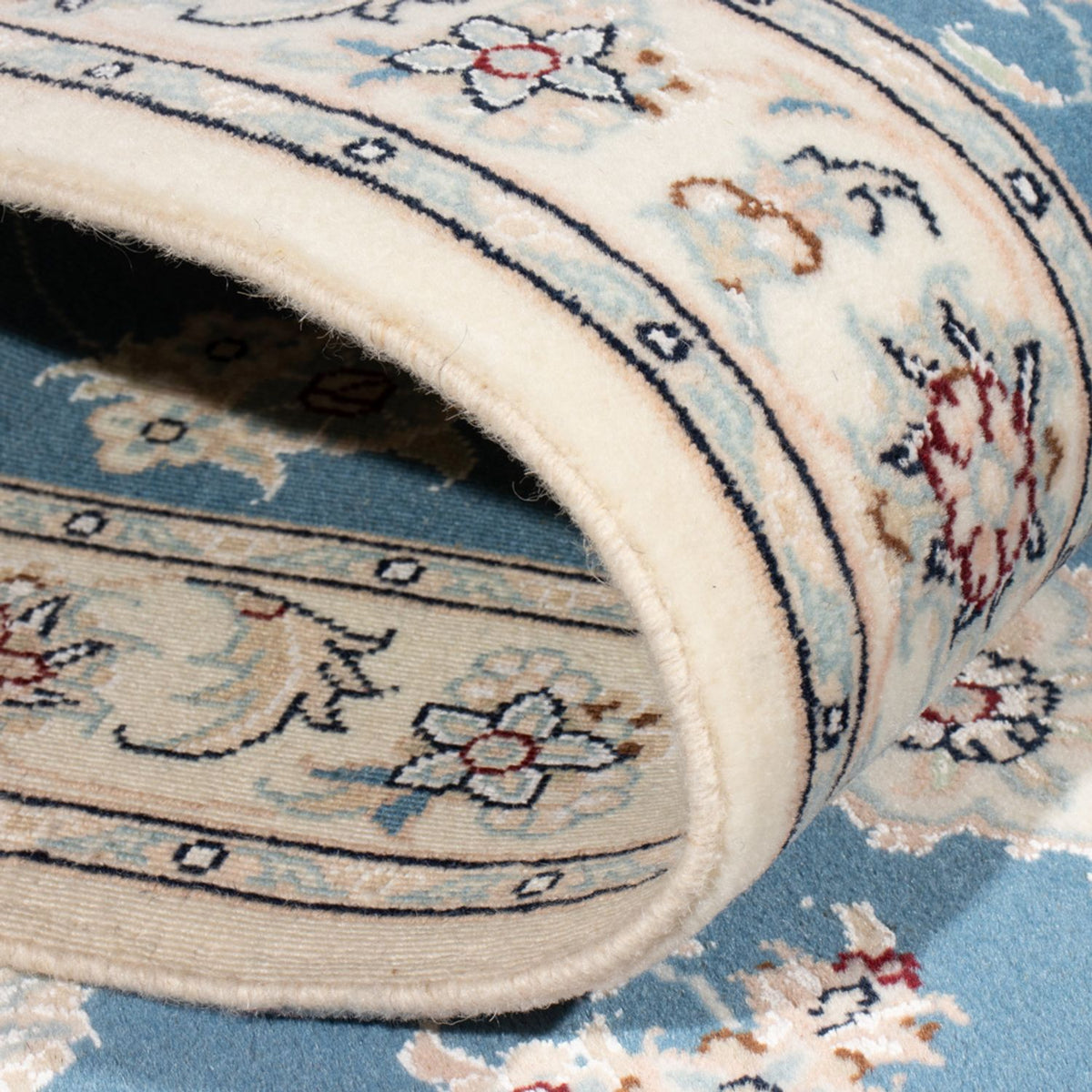 Alfombra de pasillo Alfombra Persa - Nain - Real - 197 x 82 cm - azul claro