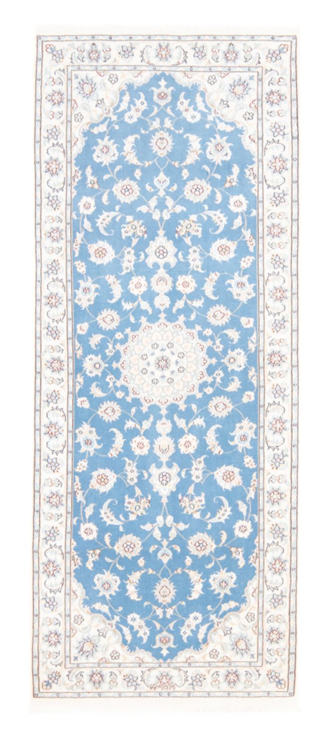 Alfombra de pasillo Alfombra Persa - Nain - Real - 204 x 82 cm - azul claro