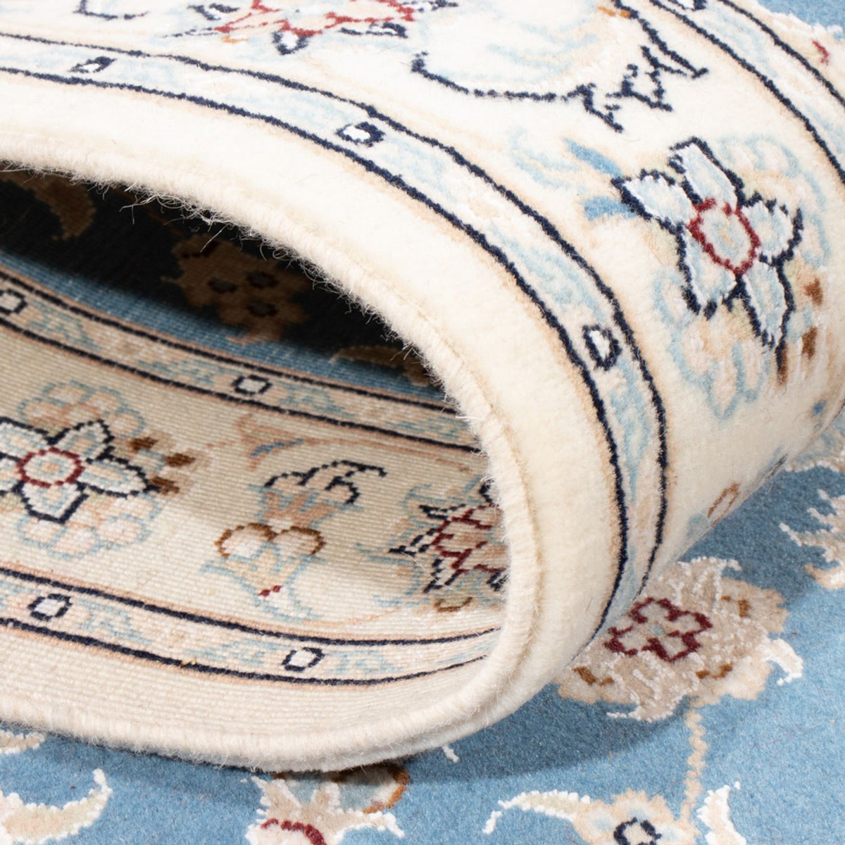 Alfombra de pasillo Alfombra Persa - Nain - Real - 204 x 82 cm - azul claro