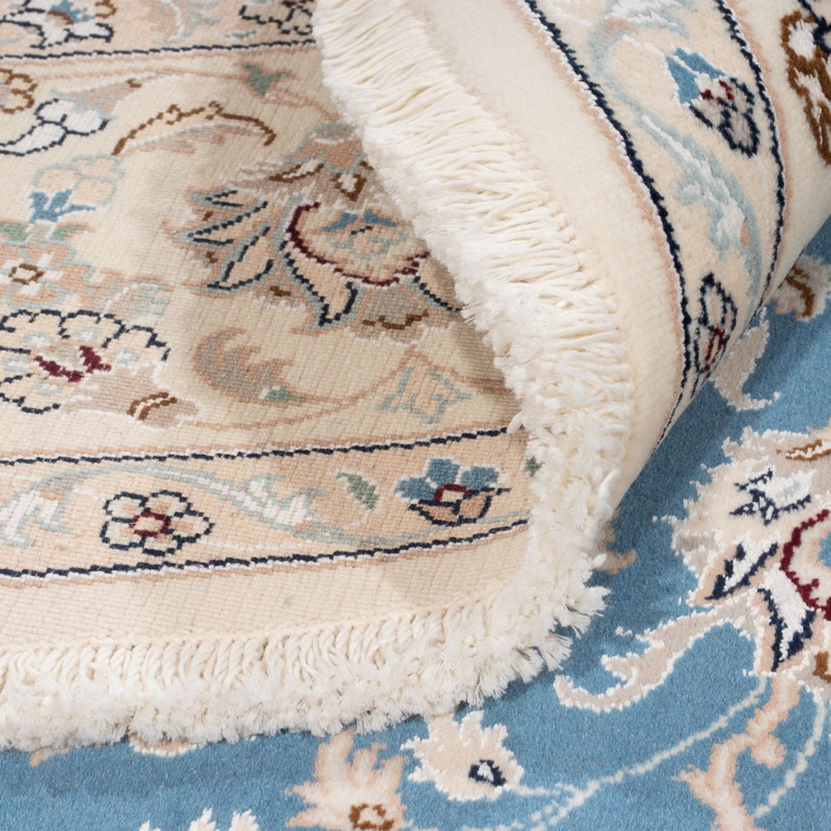 Alfombra persa - Nain redondo  - 200 x 200 cm - azul claro