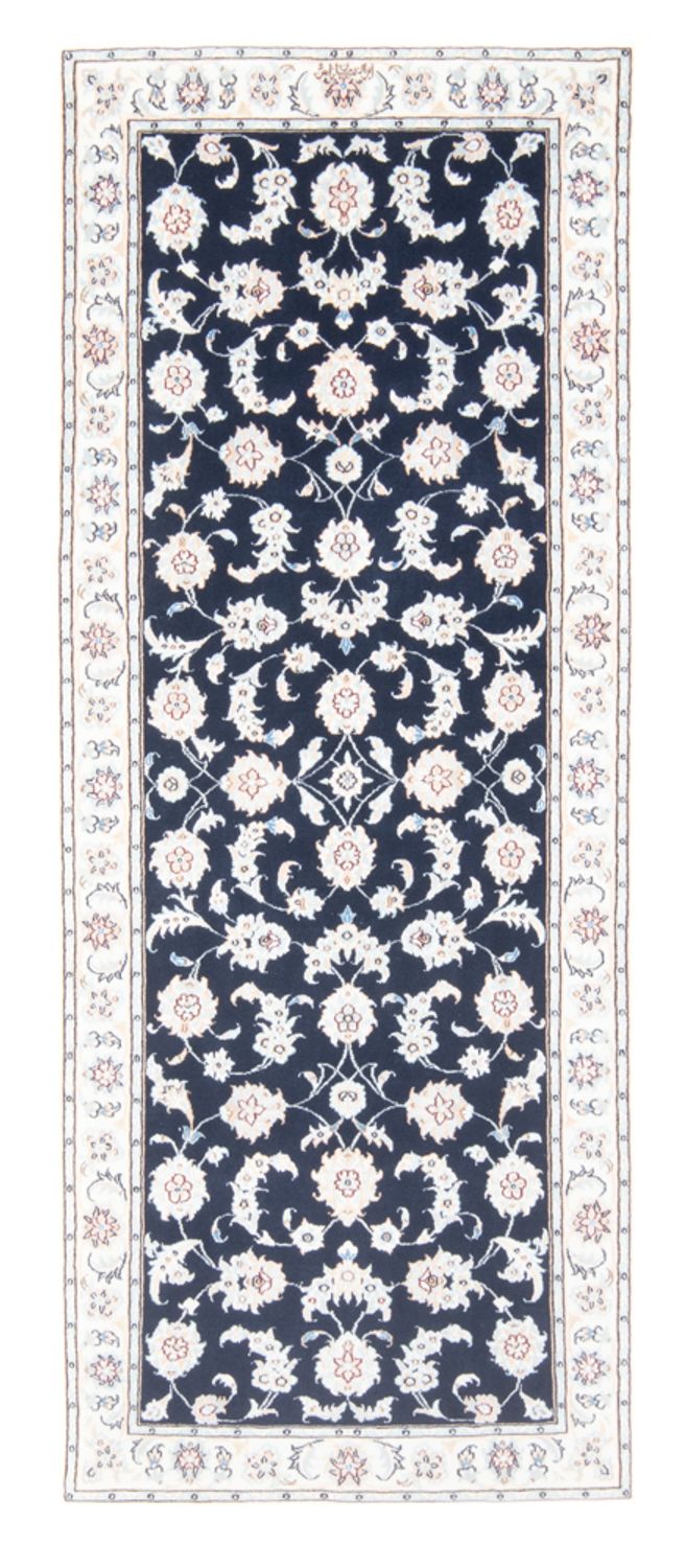 Alfombra de pasillo Alfombra Persa - Nain - Real - 200 x 80 cm - azul oscuro