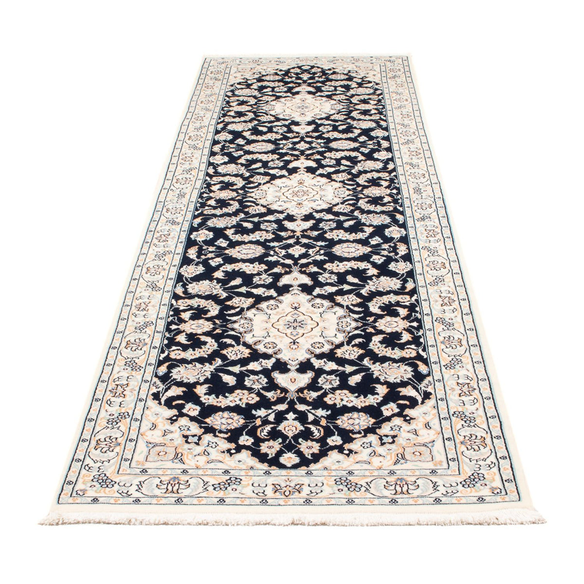 Alfombra de pasillo Alfombra Persa - Nain - Prima - 295 x 80 cm - azul oscuro