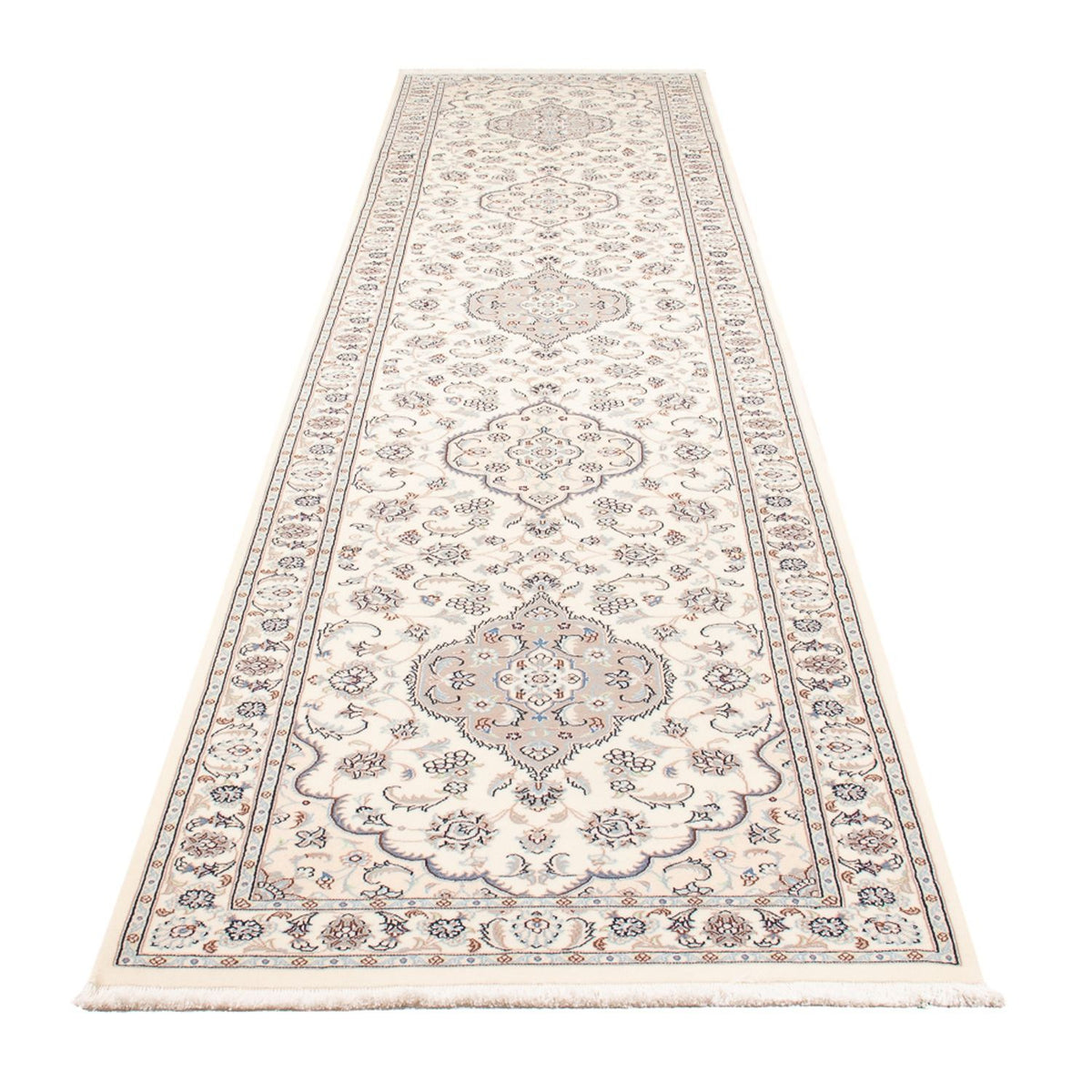 Alfombra de pasillo Alfombra Persa - Nain - Prima - 410 x 90 cm - crema
