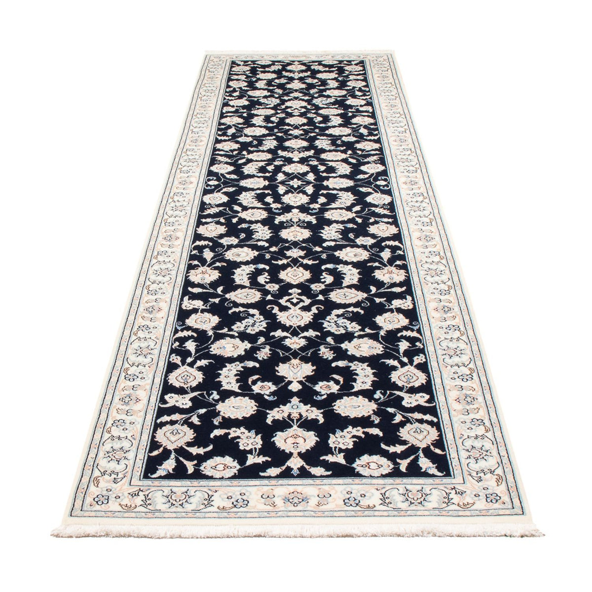 Alfombra de pasillo Alfombra Persa - Nain - Prima - 339 x 85 cm - azul oscuro