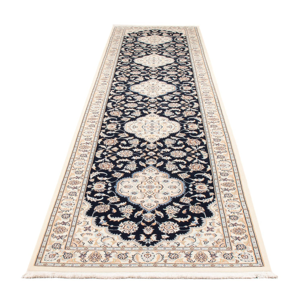 Alfombra de pasillo Alfombra Persa - Nain - Prima - 400 x 90 cm - azul oscuro
