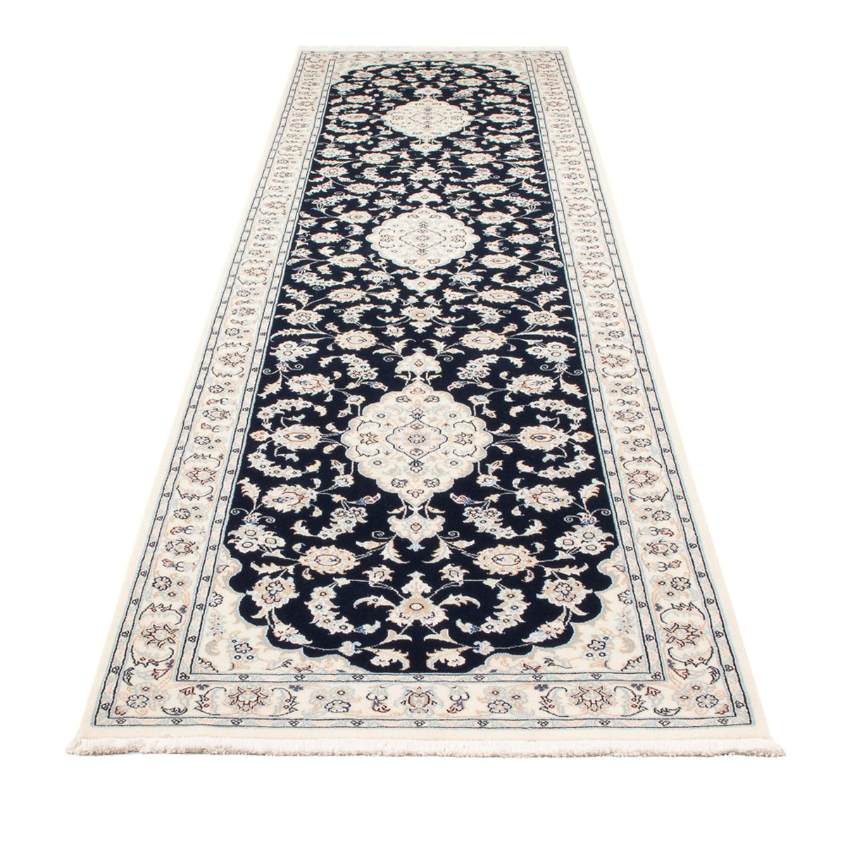 Alfombra de pasillo Alfombra Persa - Nain - Prima - 344 x 90 cm - azul oscuro