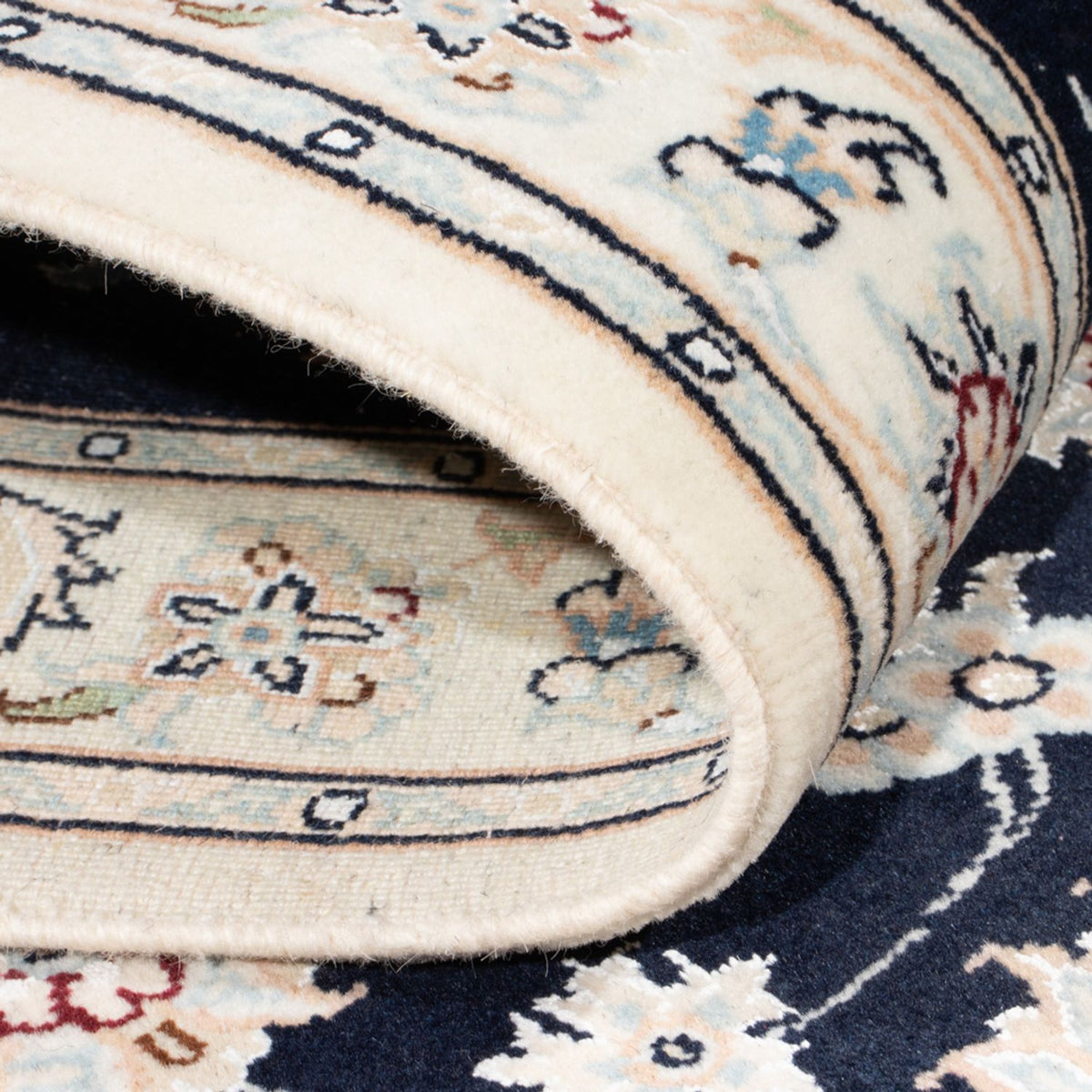 Alfombra de pasillo Alfombra Persa - Nain - Real - 197 x 80 cm - azul oscuro