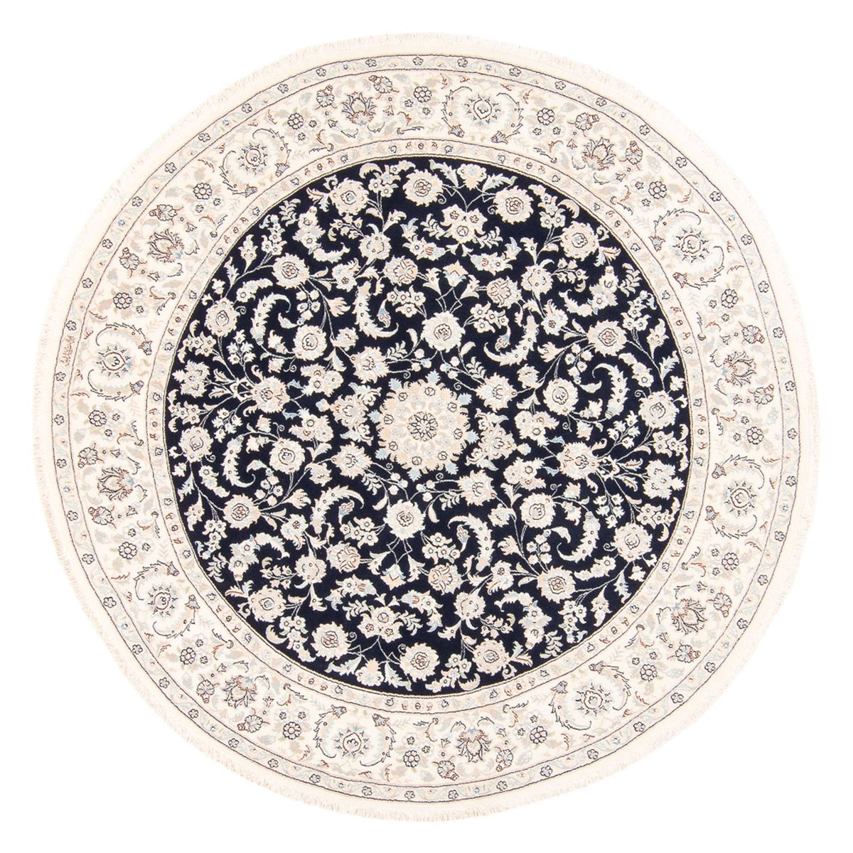 Alfombra persa - Nain redondo  - 202 x 202 cm - azul oscuro