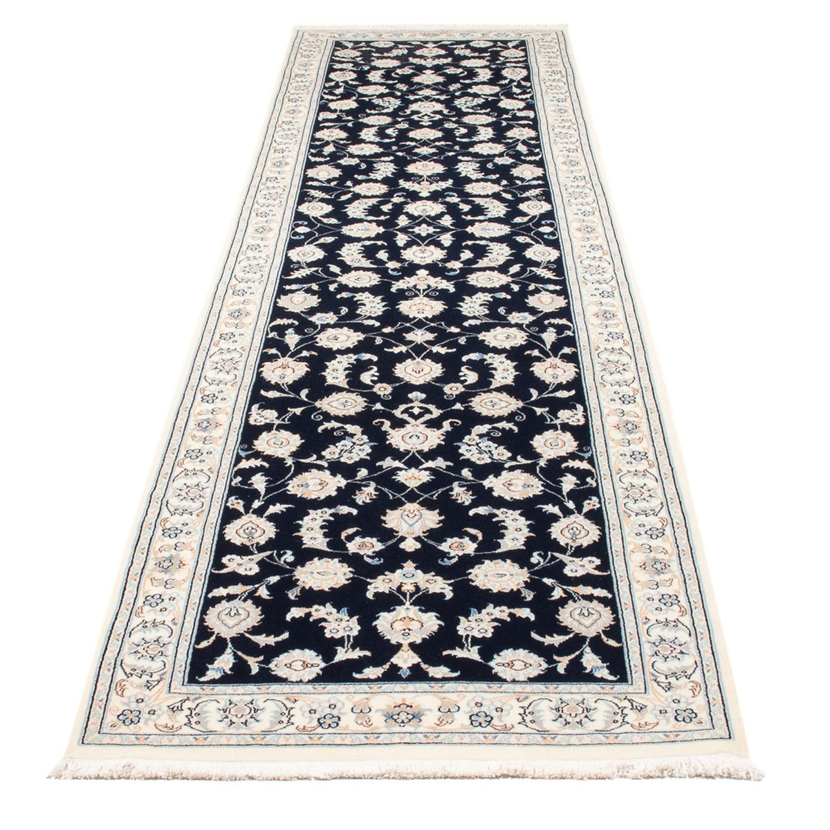 Alfombra de pasillo Alfombra Persa - Nain - Prima - 352 x 82 cm - azul oscuro