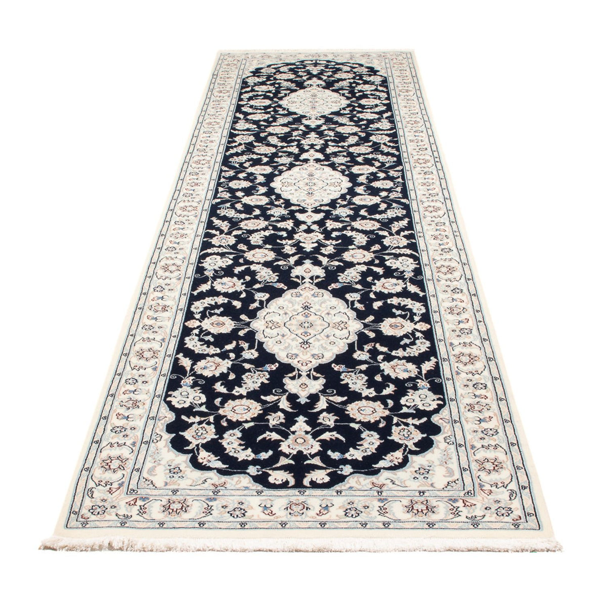 Alfombra de pasillo Alfombra Persa - Nain - Prima - 339 x 86 cm - azul oscuro