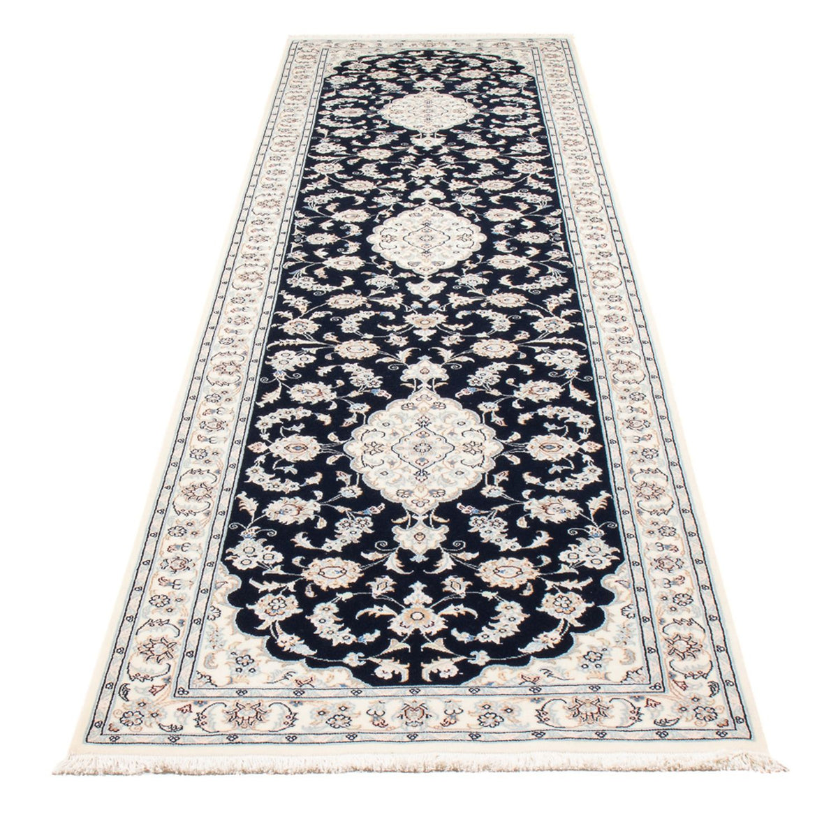 Alfombra de pasillo Alfombra Persa - Nain - Prima - 340 x 85 cm - azul oscuro