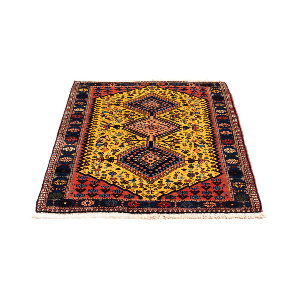 Alfombra persa - Nómada - 132 x 85 cm - amarillo