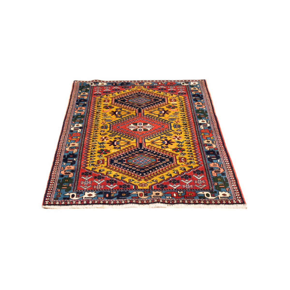 Alfombra persa - Nómada - 127 x 80 cm - amarillo