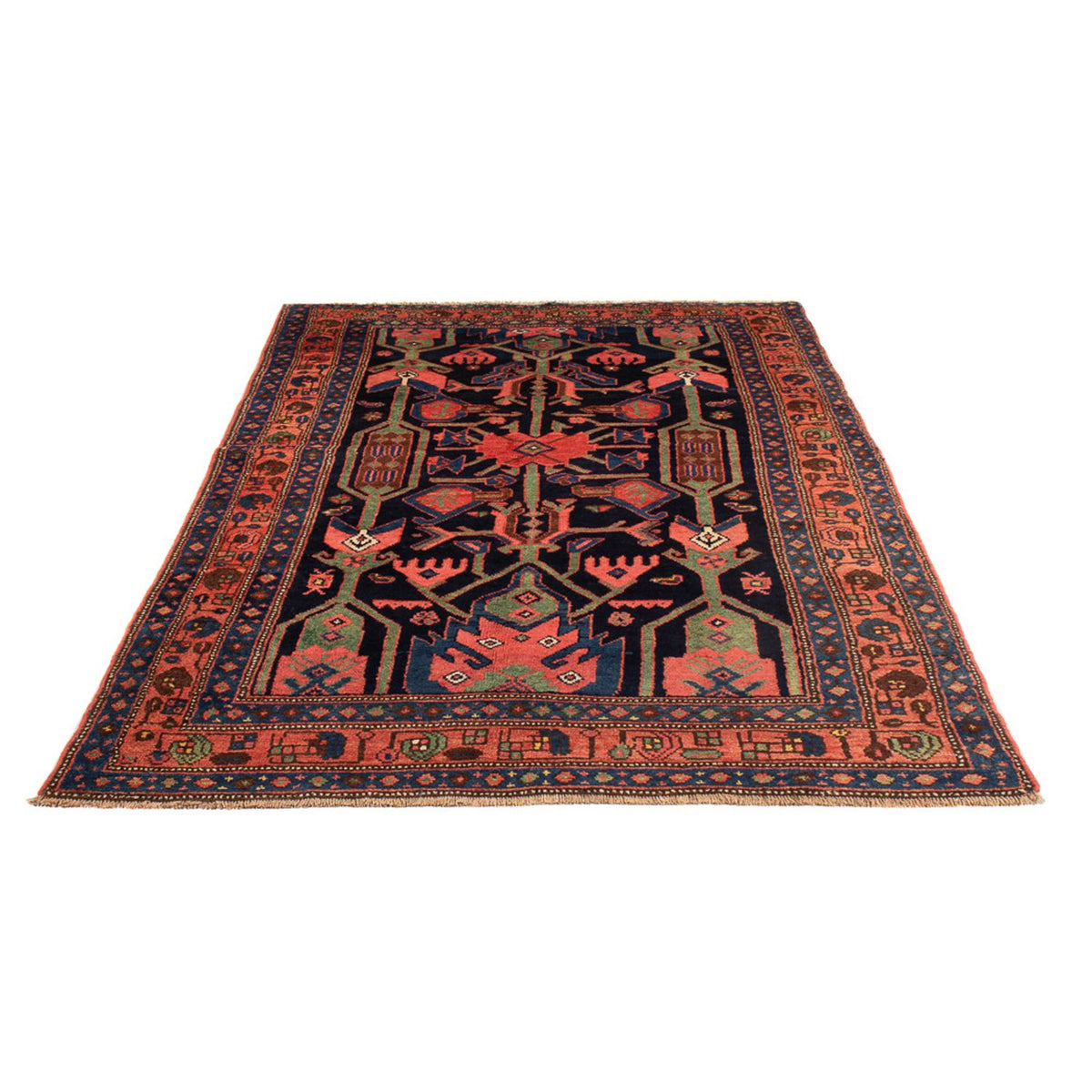 Alfombra persa - Nómada - Real - 219 x 132 cm - azul oscuro
