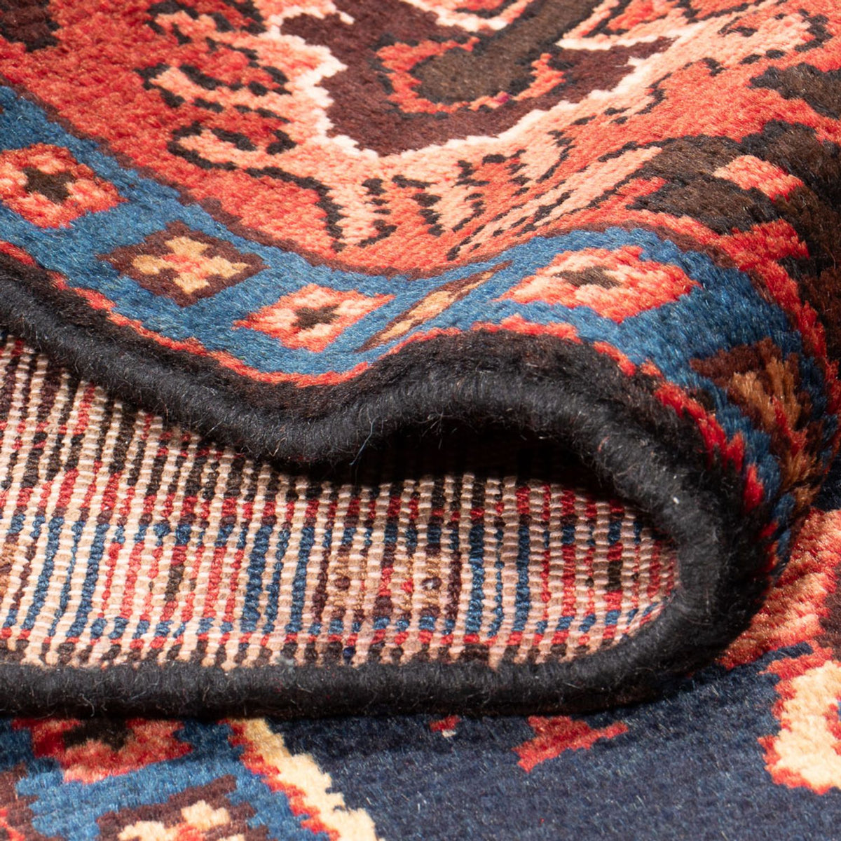 Alfombra persa - Nómada - Real - 207 x 137 cm - azul oscuro