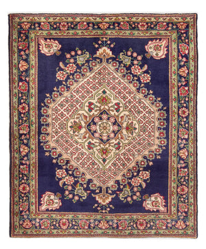 Alfombra persa - Nómada - Real - 184 x 150 cm - azul oscuro