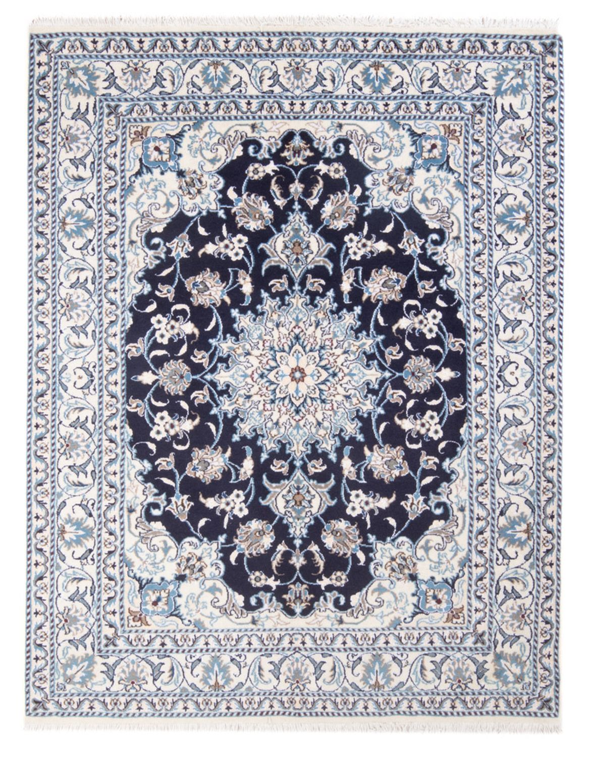 Alfombra Persa - Nain - Real - 197 x 146 cm - azul oscuro