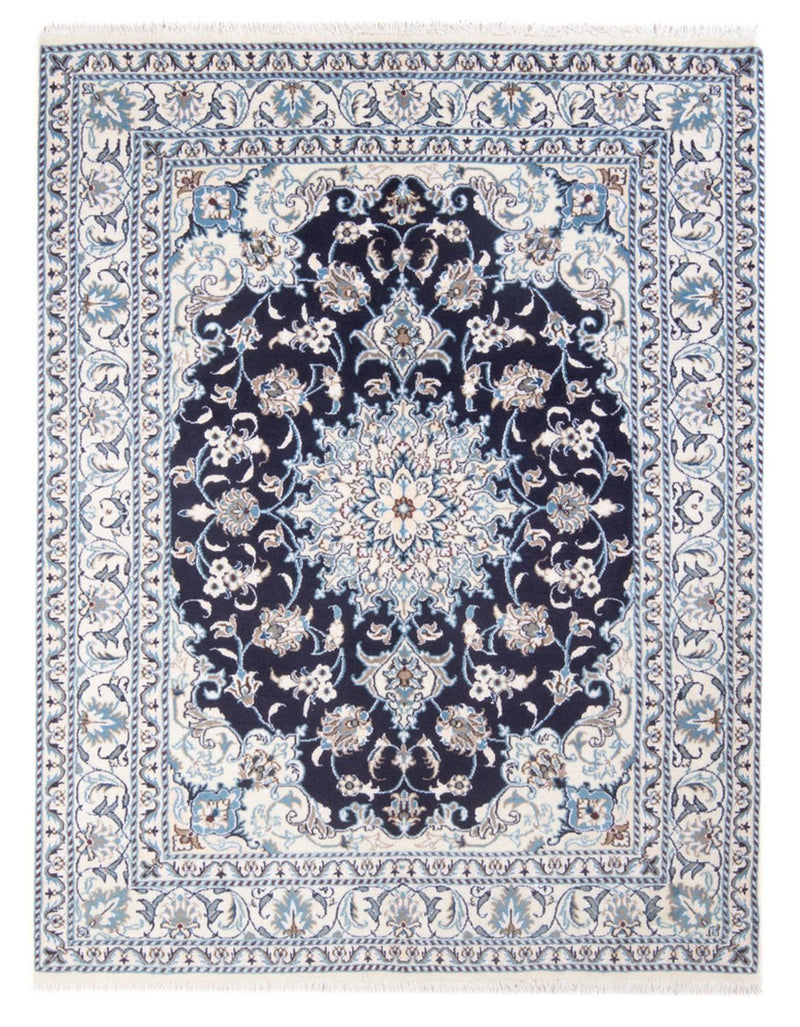 Alfombra Persa - Nain - Real - 197 x 146 cm - azul oscuro