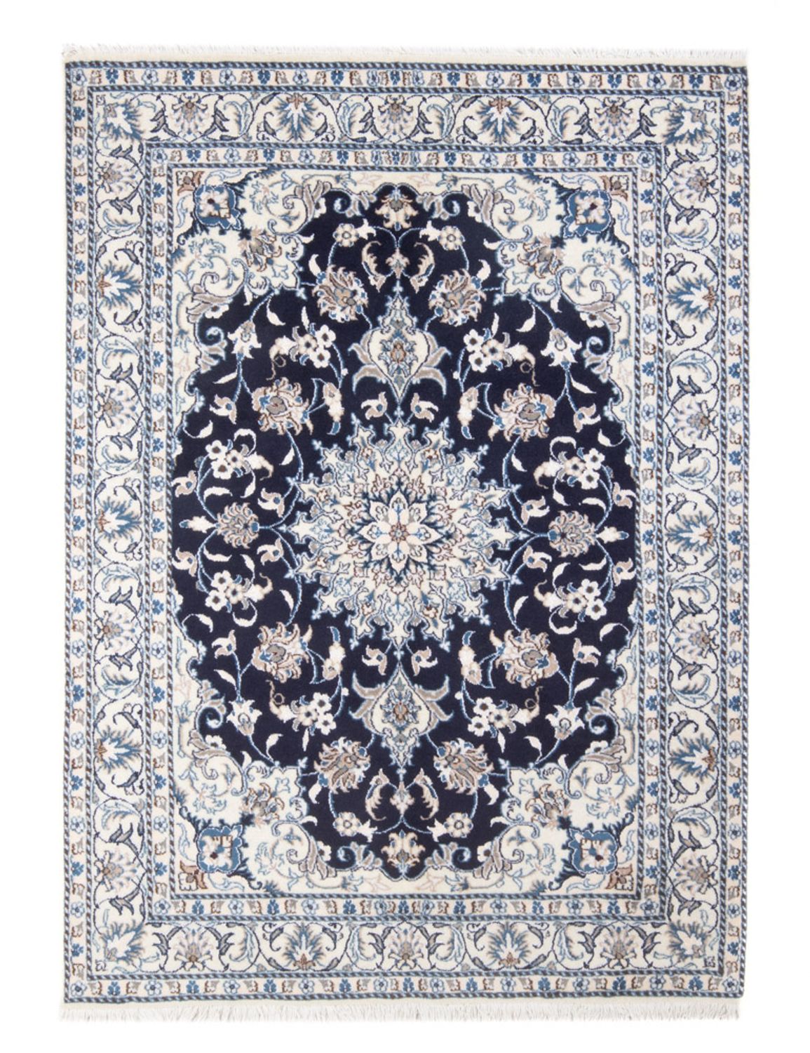 Alfombra Persa - Nain - Real - 202 x 146 cm - azul oscuro