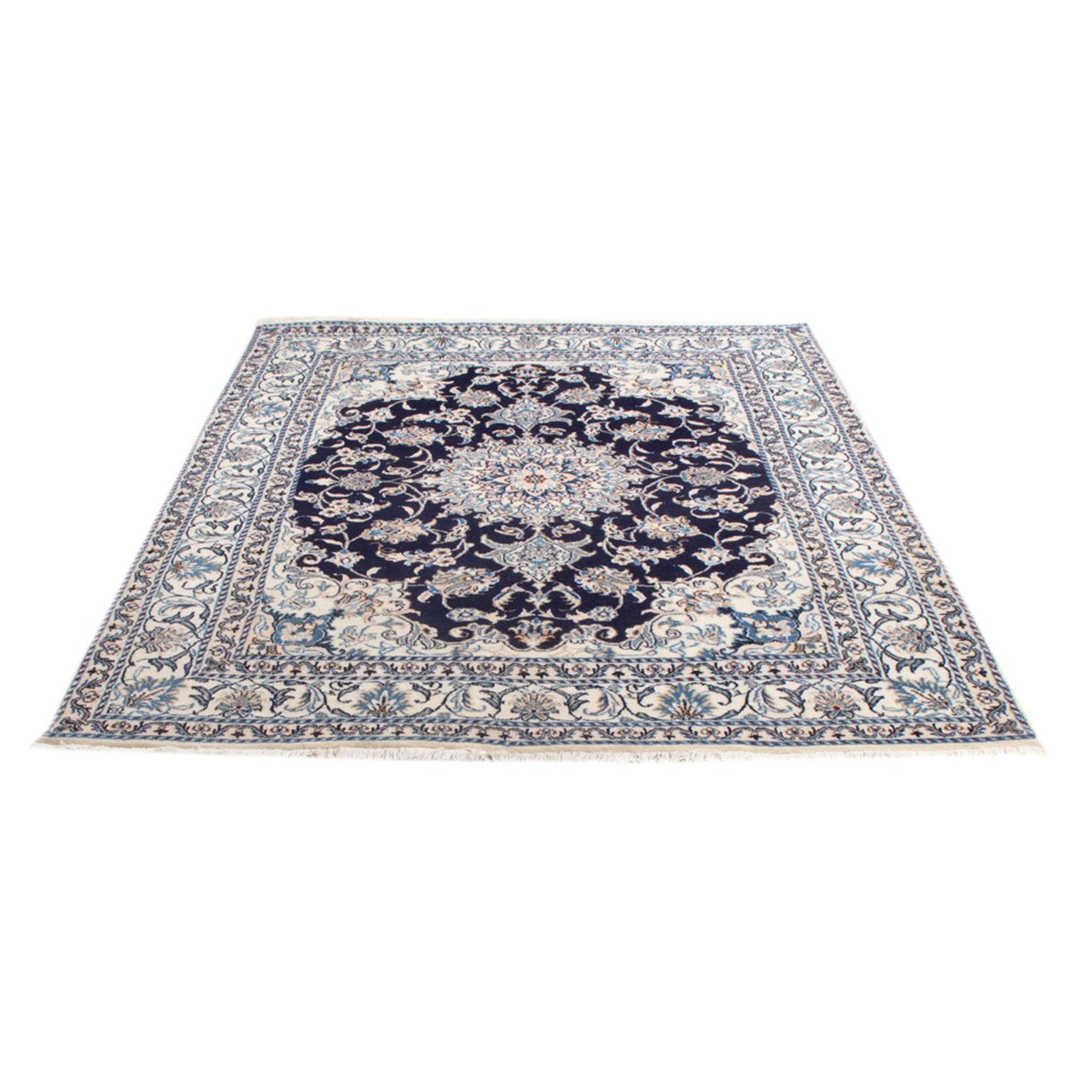 Alfombra Persa - Nain - Real - 201 x 145 cm - azul oscuro