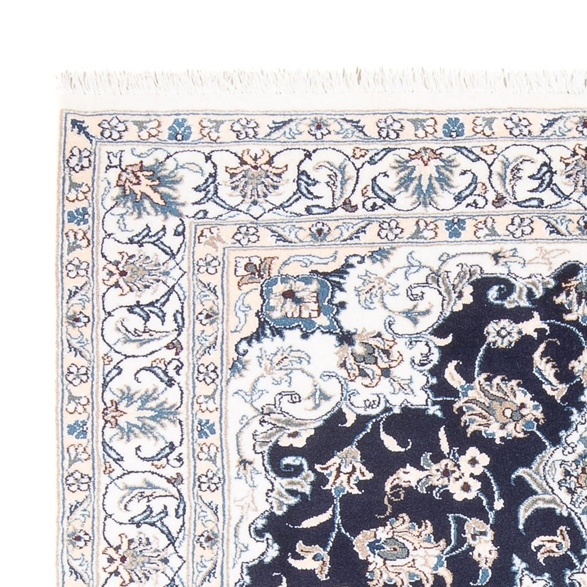Alfombra Persa - Nain - Real - 194 x 145 cm - azul oscuro