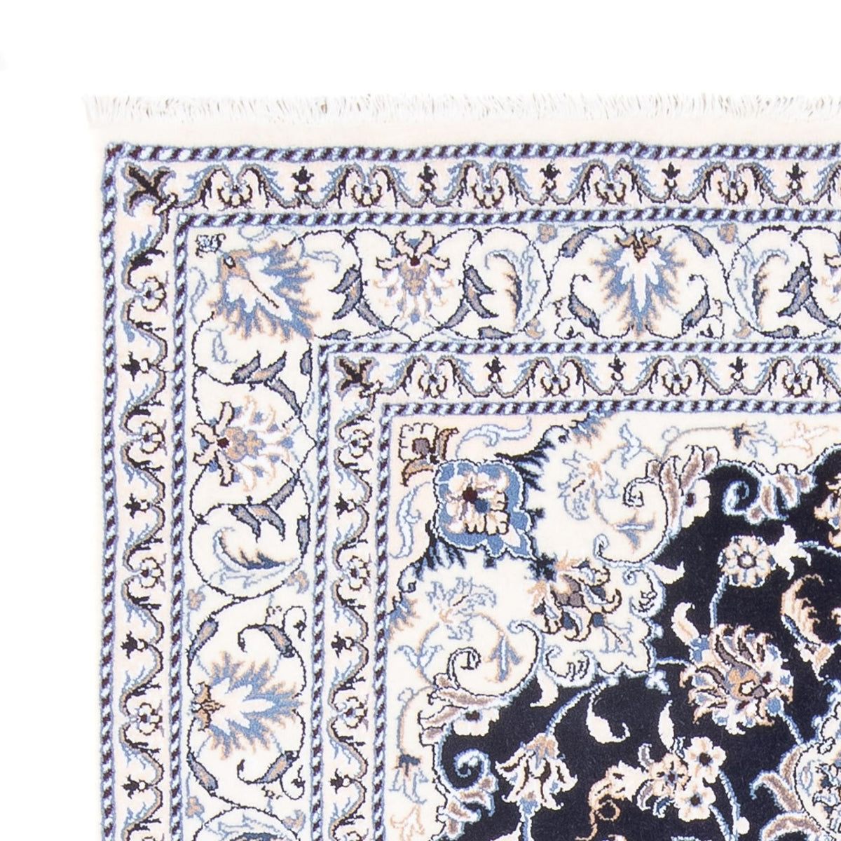 Alfombra Persa - Nain - Real - 207 x 145 cm - azul oscuro