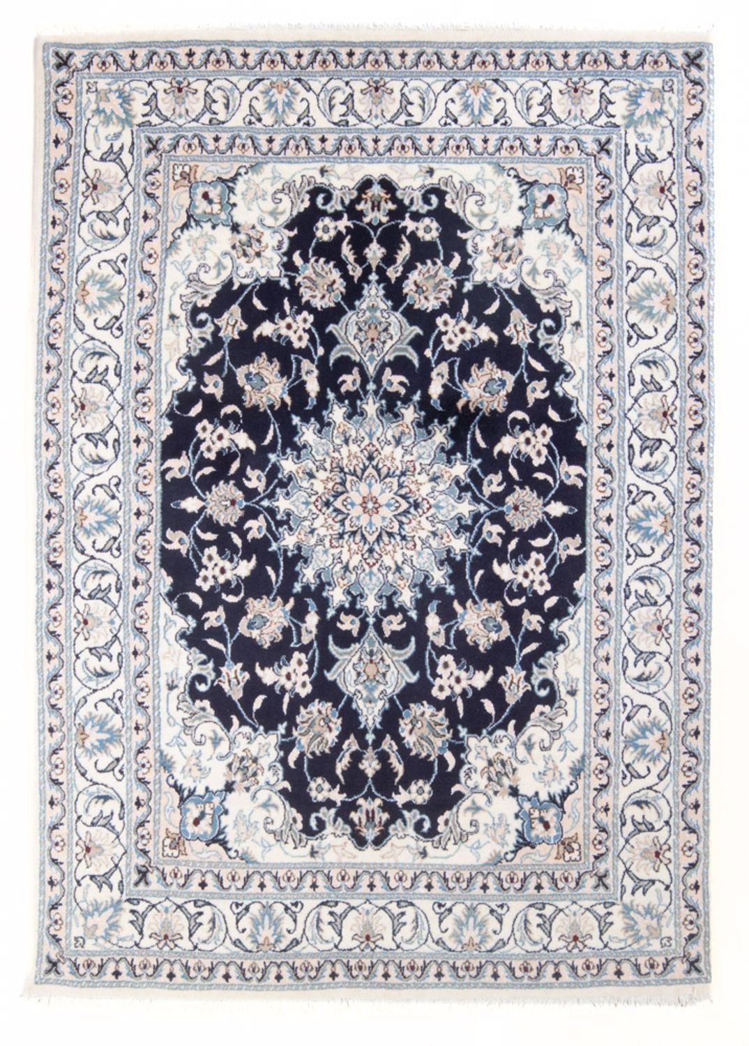 Alfombra Persa - Nain - Real - 204 x 141 cm - azul oscuro