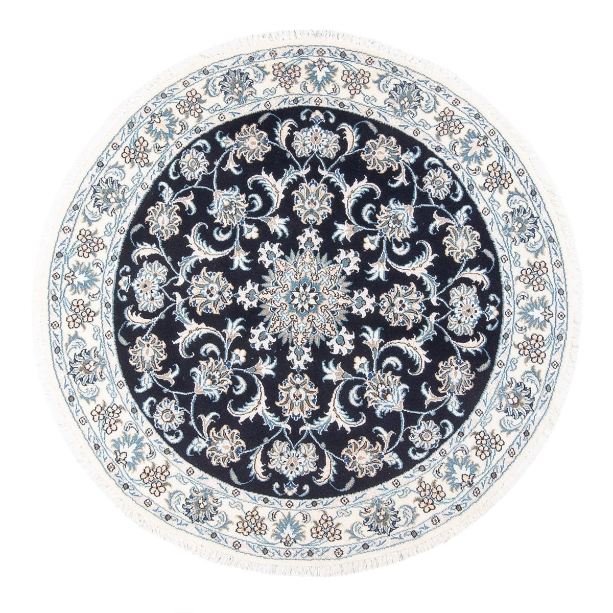 Alfombra persa - Nain redondo - 150 x 150 cm - azul oscuro