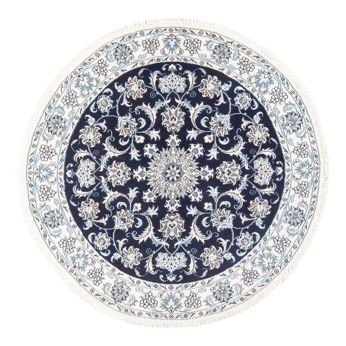 Alfombra persa - Nain redondo - 150 x 150 cm - azul oscuro