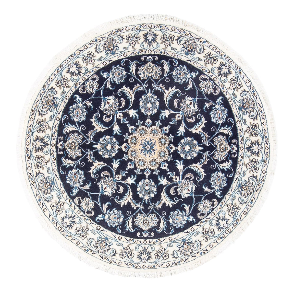 Alfombra persa - Nain redondo - 150 x 150 cm - azul oscuro