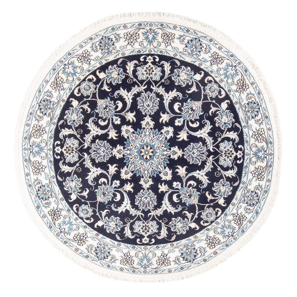 Alfombra persa - Nain redondo - 150 x 150 cm - azul oscuro