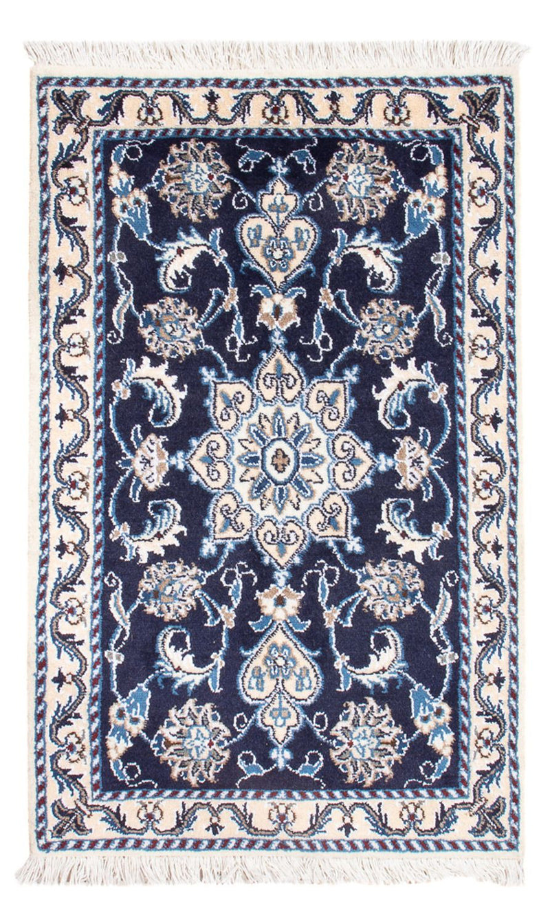 Alfombra Persa - Nain - Real - 90 x 60 cm - azul oscuro