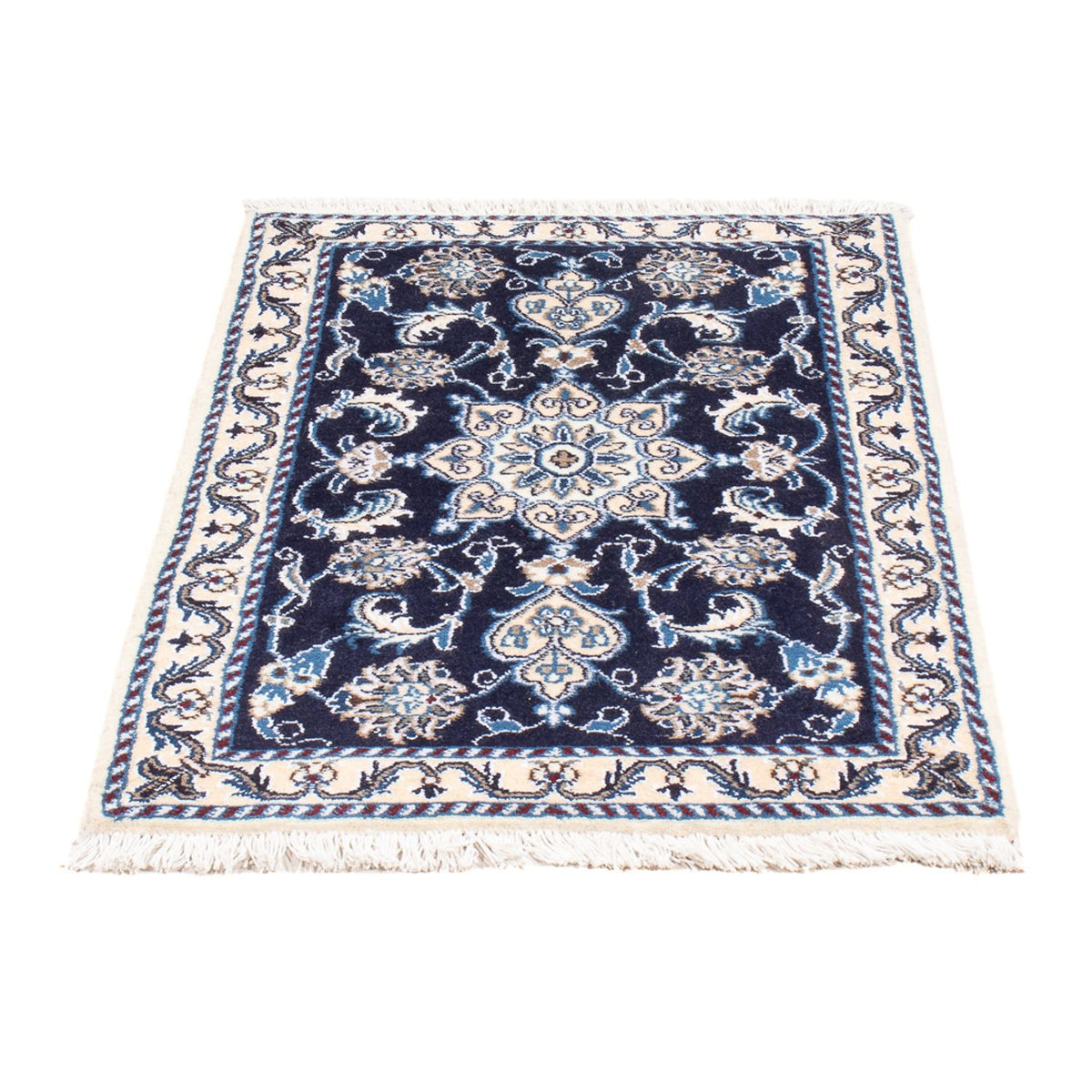 Alfombra Persa - Nain - Real - 90 x 60 cm - azul oscuro