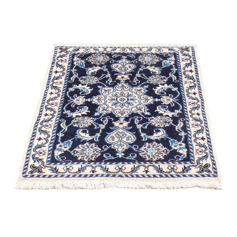 Alfombra Persa - Nain - Real - 90 x 60 cm - azul oscuro
