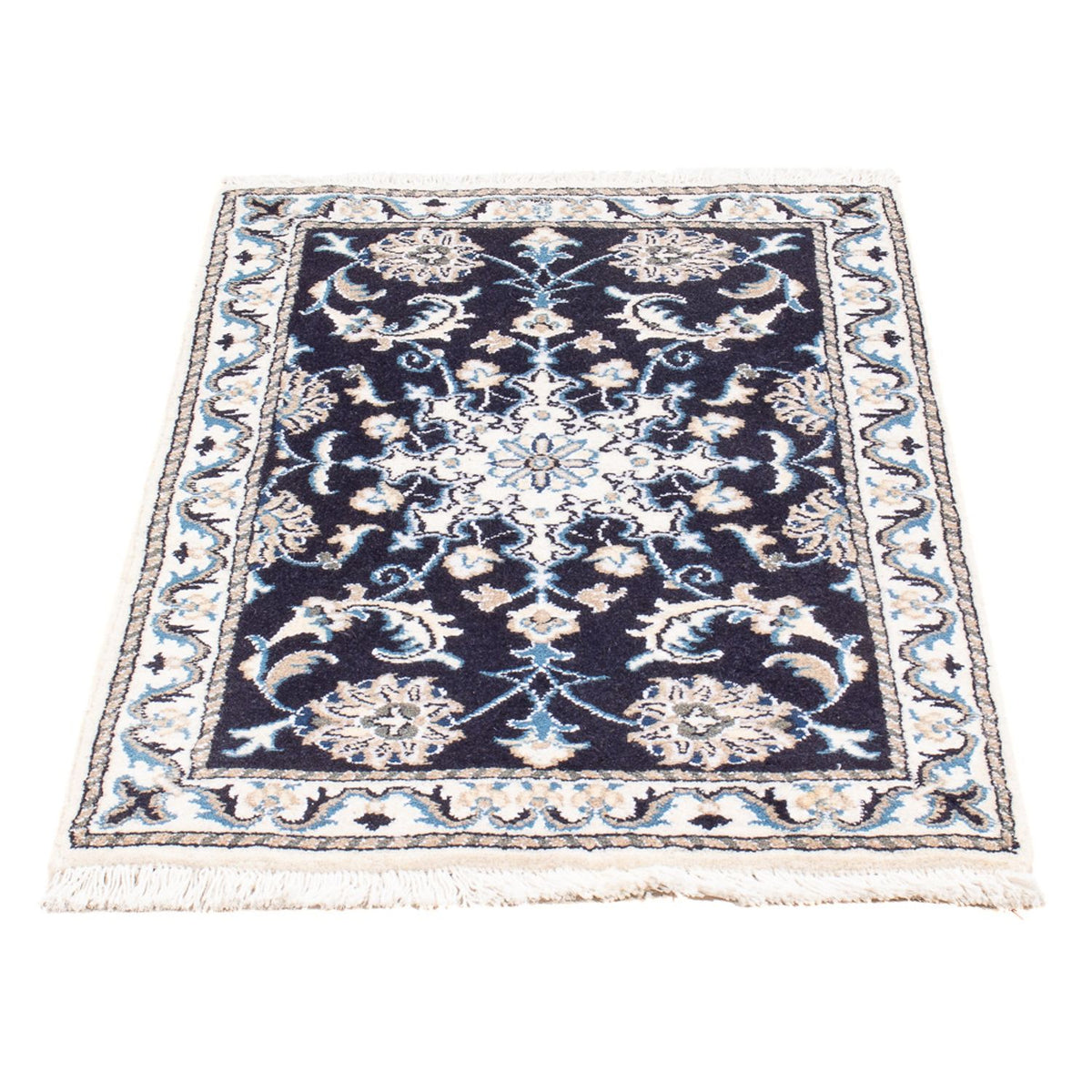 Alfombra Persa - Nain - Real - 90 x 60 cm - azul oscuro