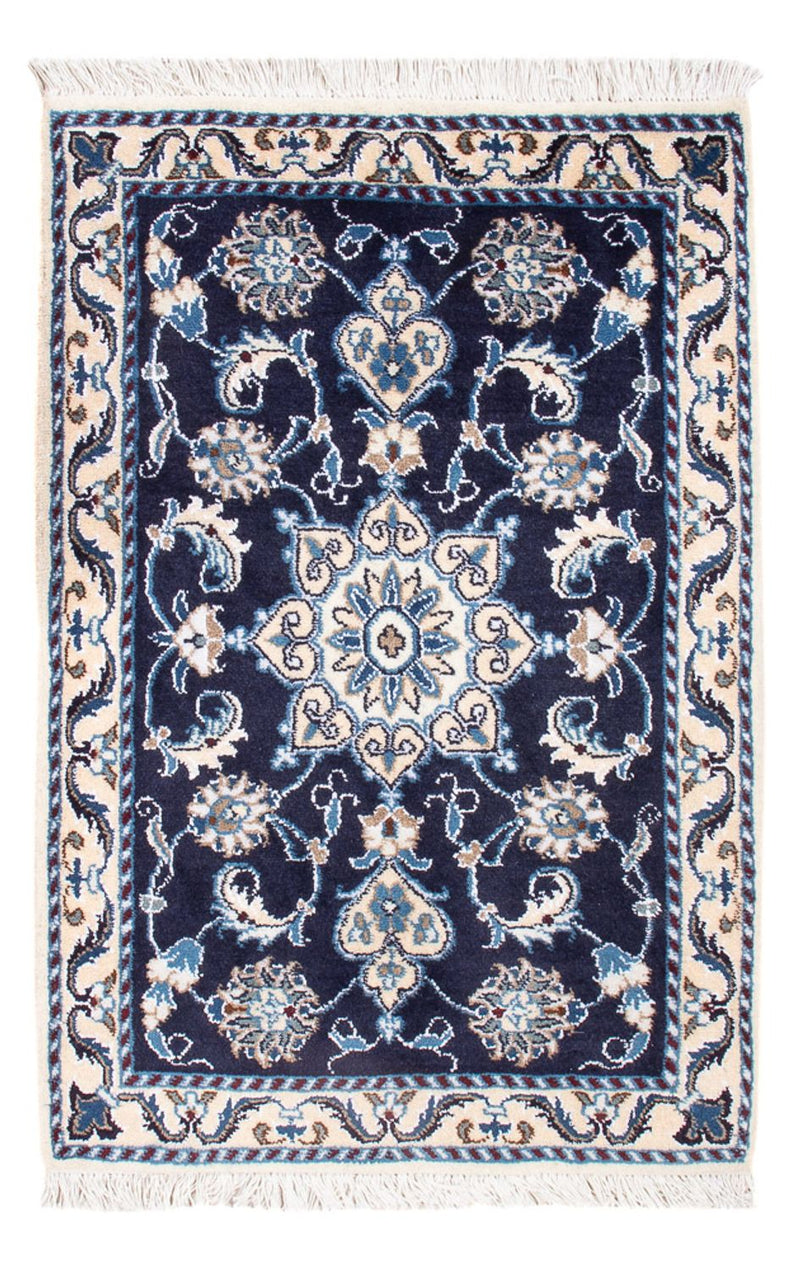 Alfombra Persa - Nain - Real - 90 x 60 cm - azul oscuro