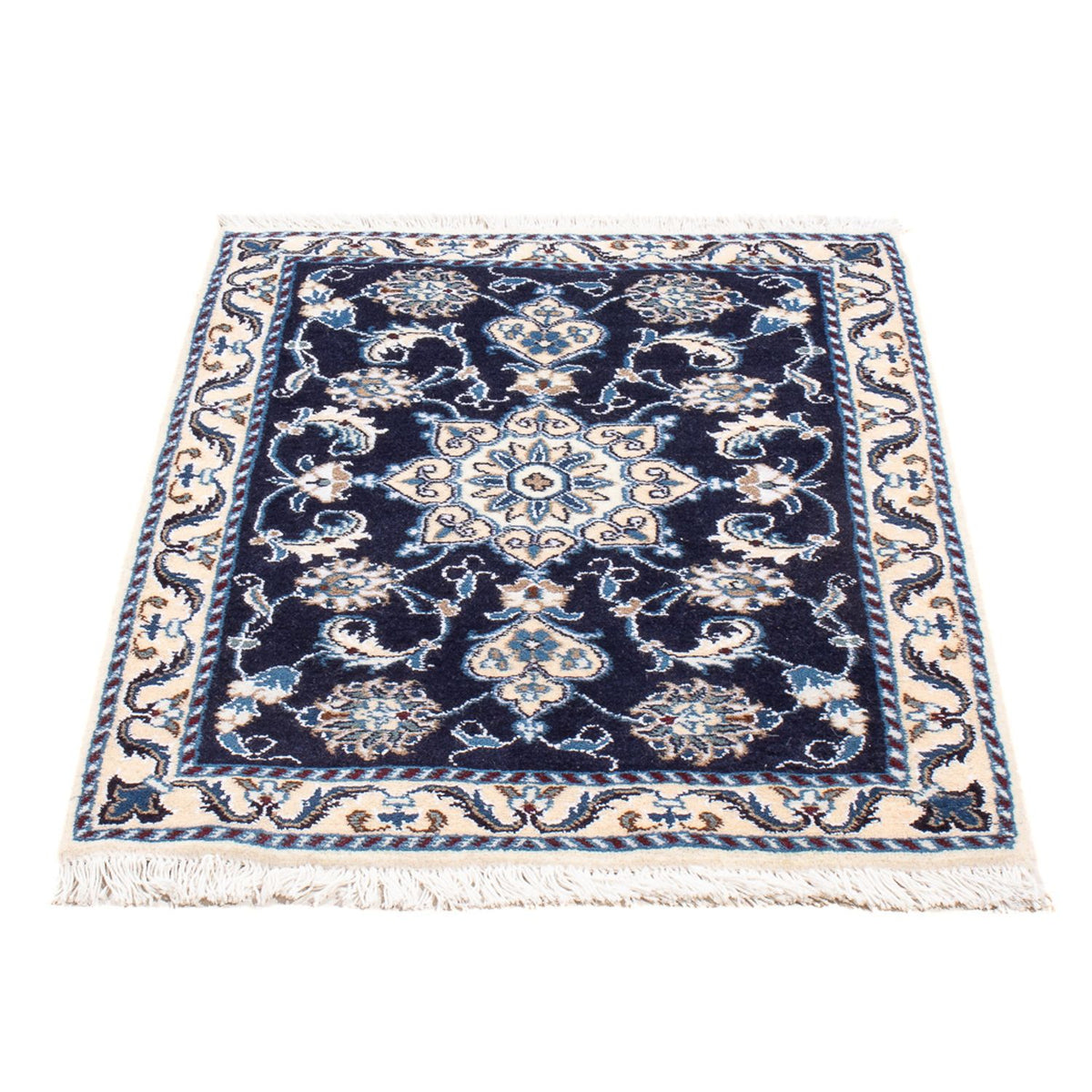 Alfombra Persa - Nain - Real - 90 x 60 cm - azul oscuro