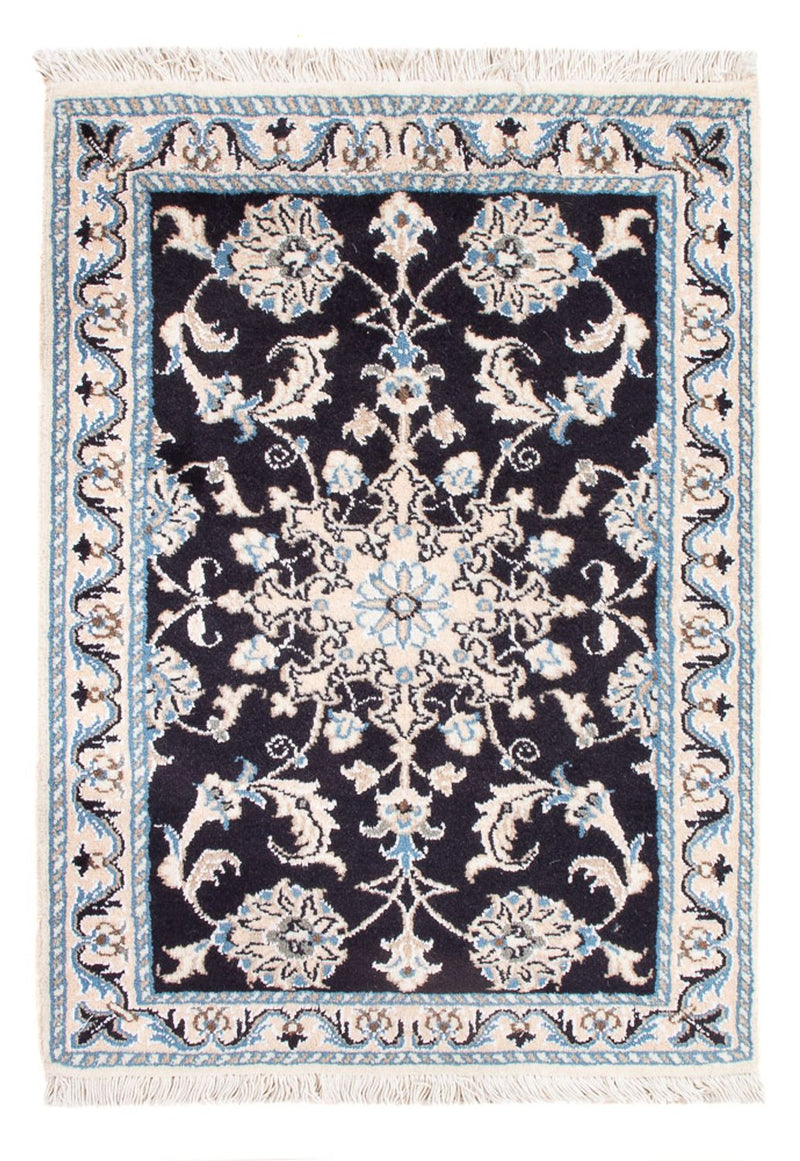 Alfombra Persa - Nain - Real - 90 x 60 cm - azul oscuro