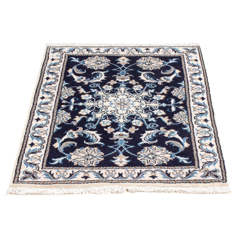 Alfombra Persa - Nain - Real - 90 x 60 cm - azul oscuro