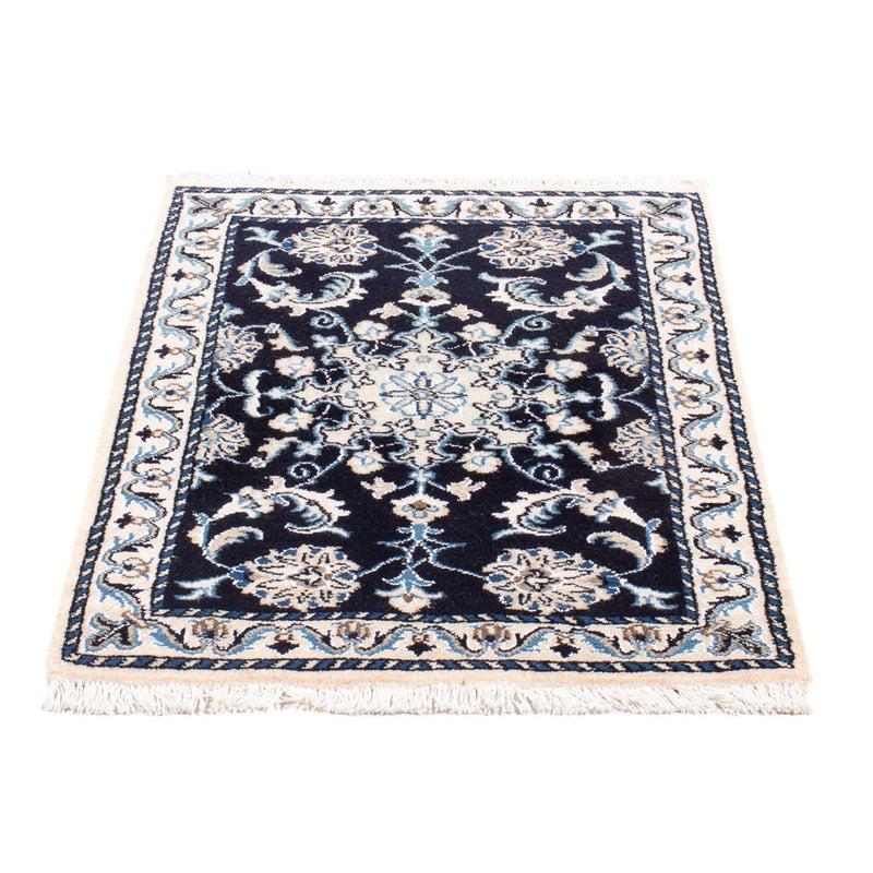Alfombra Persa - Nain - Real - 90 x 60 cm - azul oscuro