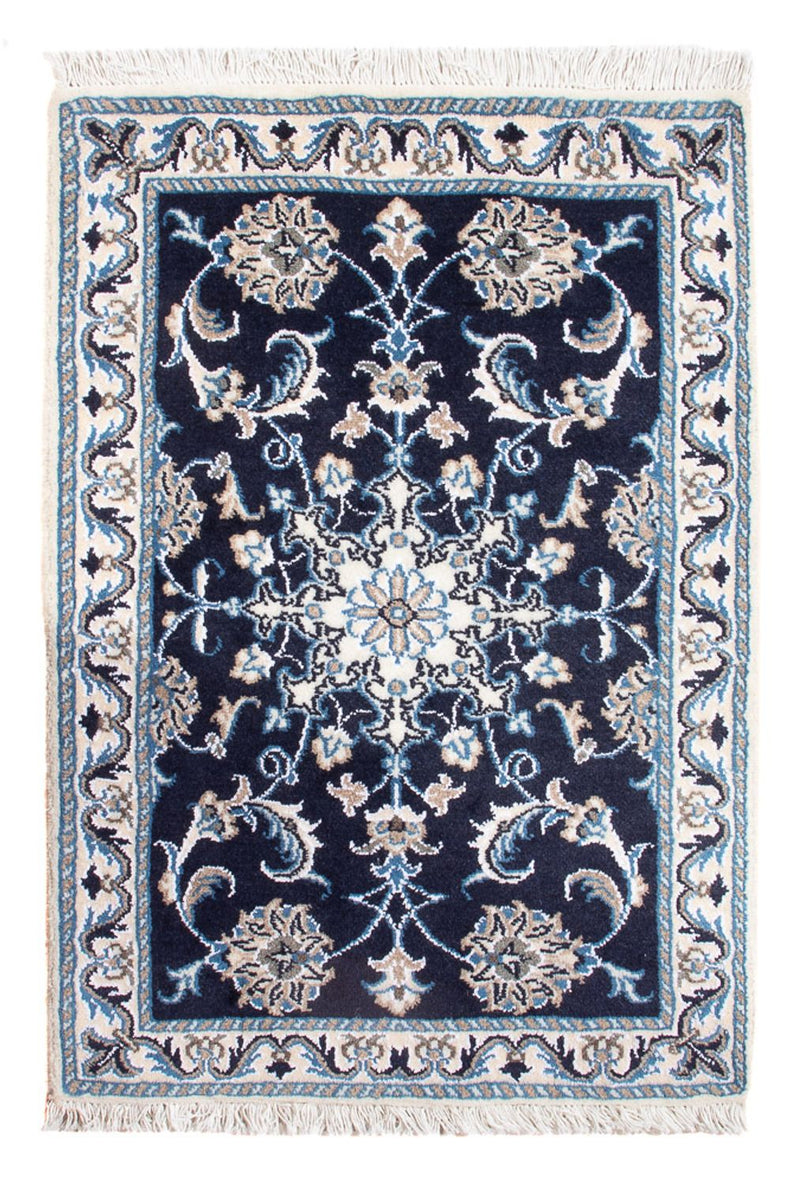 Alfombra Persa - Nain - Real - 90 x 60 cm - azul oscuro