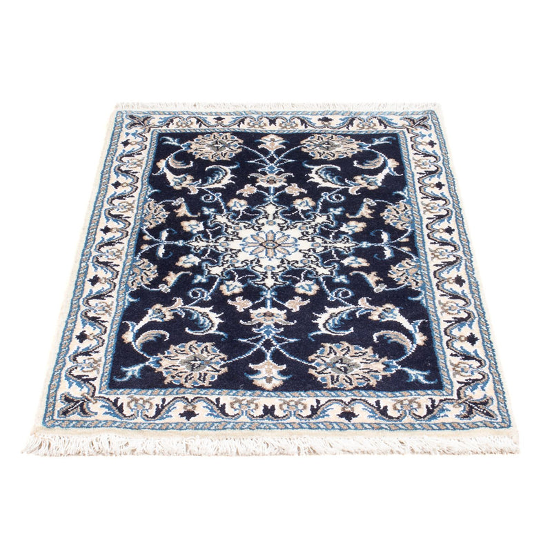 Alfombra Persa - Nain - Real - 90 x 60 cm - azul oscuro