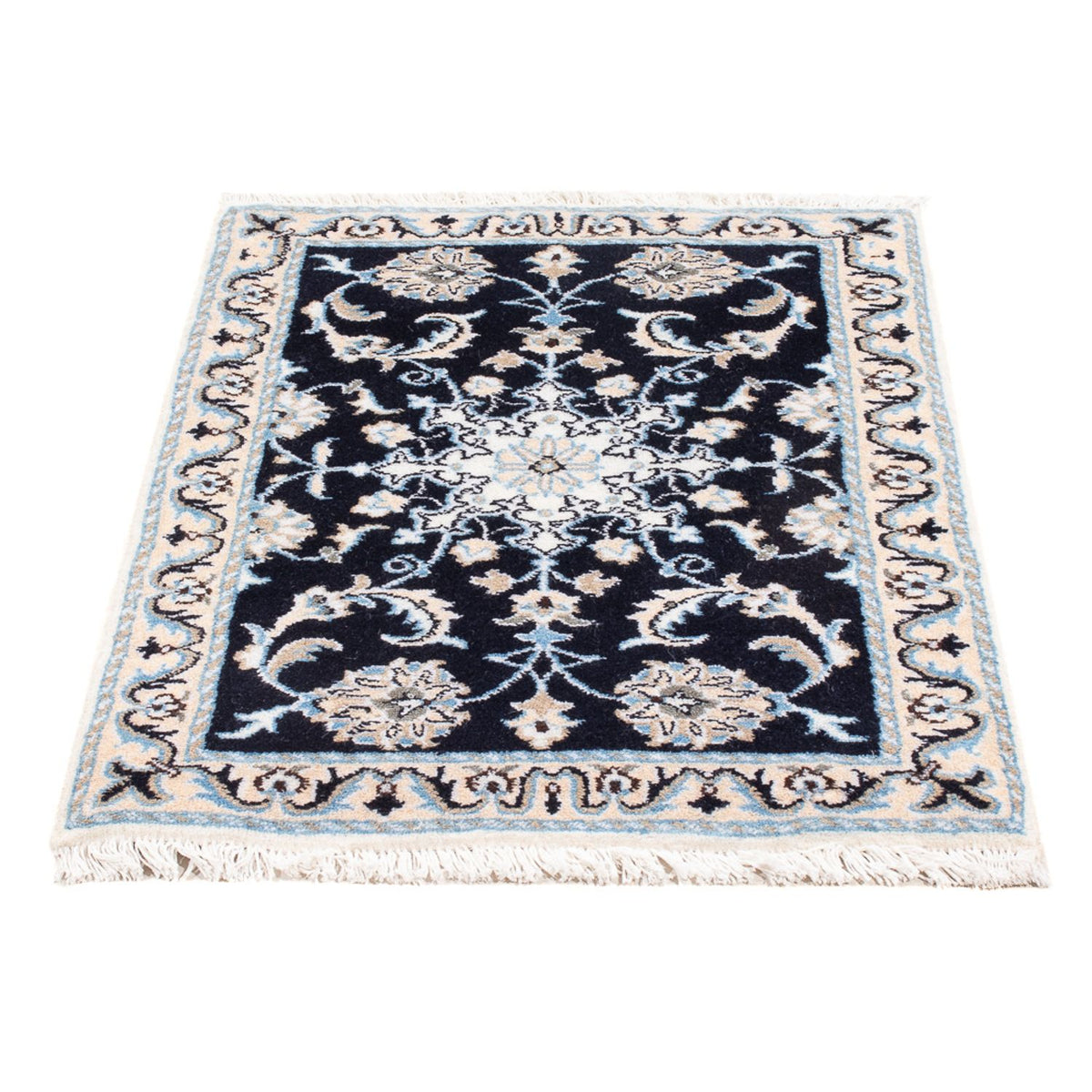 Alfombra Persa - Nain - Real - 90 x 60 cm - azul oscuro