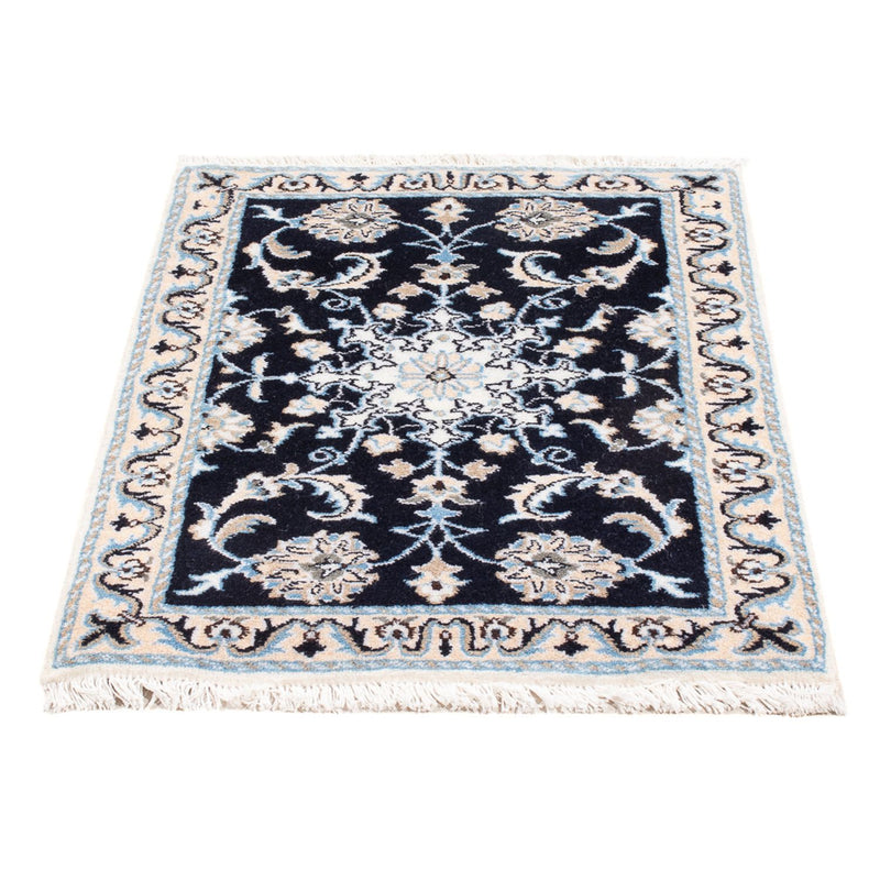 Alfombra Persa - Nain - Real - 90 x 60 cm - azul oscuro