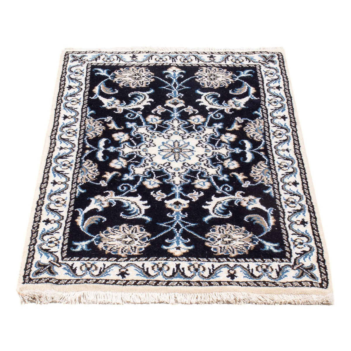 Alfombra Persa - Nain - Real - 90 x 60 cm - azul oscuro