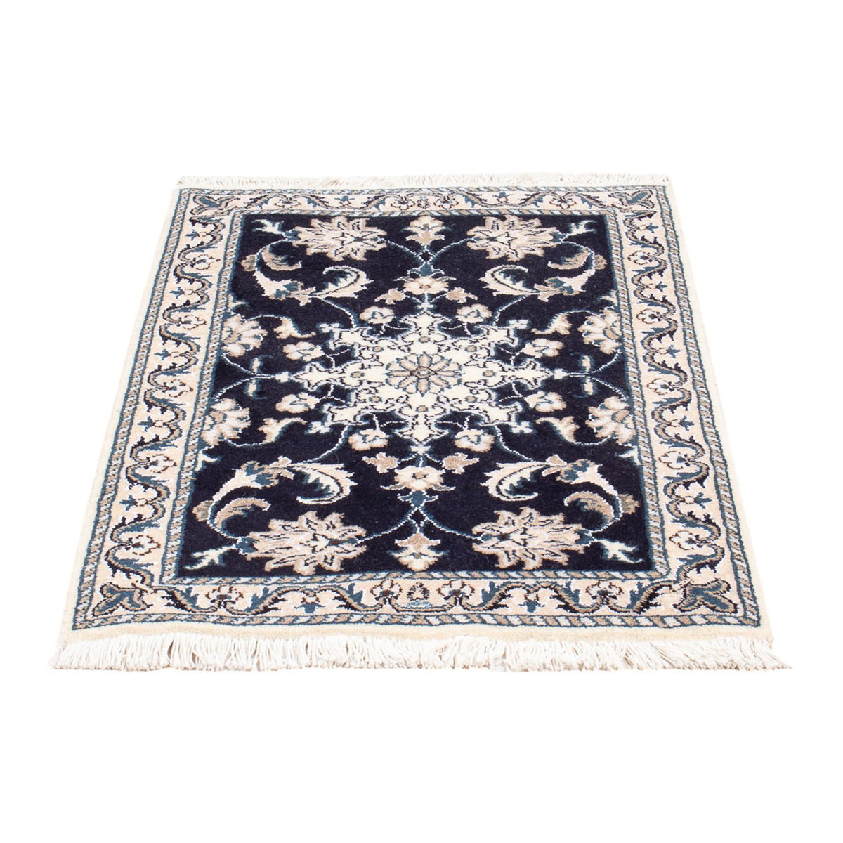 Alfombra Persa - Nain - Real - 90 x 60 cm - azul oscuro